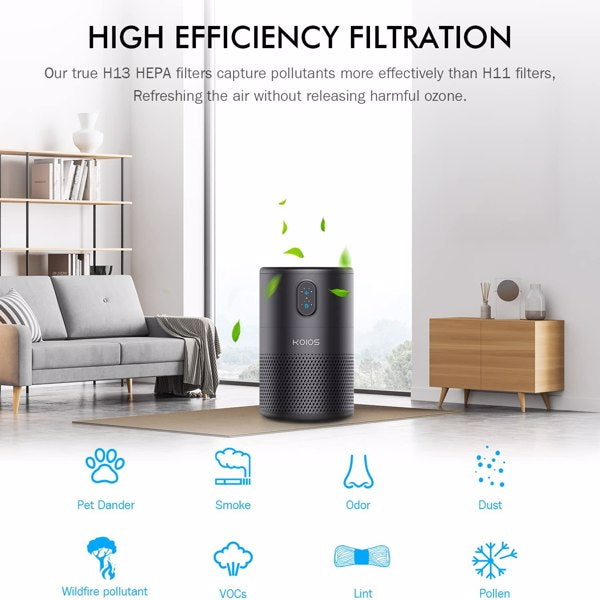 Portable Air Purifier with 3-in-1 H13 True HEPA Filter – Ozone Free