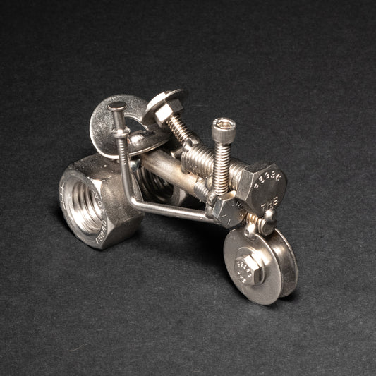 Welded Steel Tractor Figurine for Desk & Home
