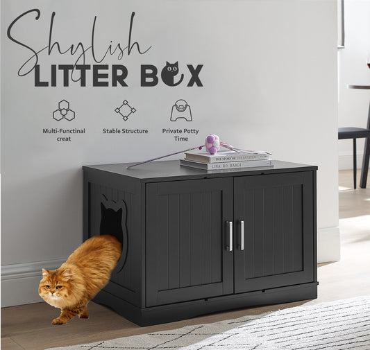 Large Litter Box Enclosure Cabinet | Doubles as a Modern End Table