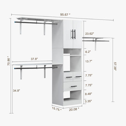 Closet System Walk with 3 Drawers 2 Doors