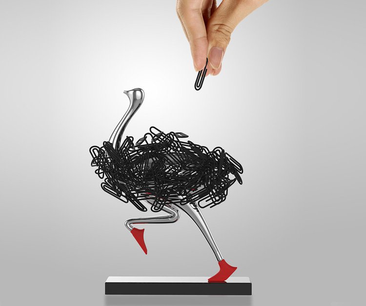 Whimsical Magnetic Desk Organizer – Ostrich Edition