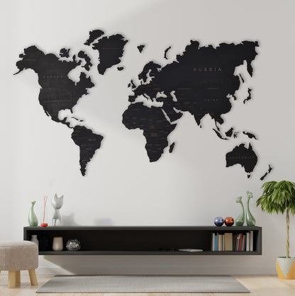 Handmade Wooden Push Pin World Map – A Travel-Inspired Statement Piece