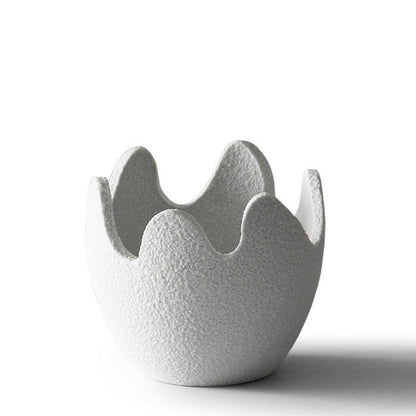 Handmade Ceramic Eggshell Flower Pot - Abstract Art