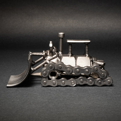 Welded nuts and bolts dozer sculpture for construction lovers