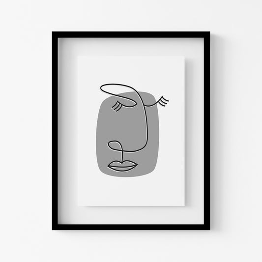 California Designed Face Line Minimalist Art - High-Quality Unframed Print