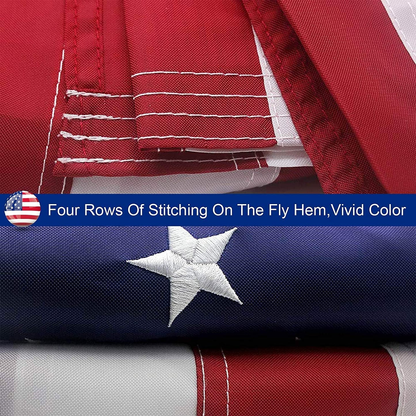 Premium American Flag with Embroidered Stars & Sewn Stripes for Outdoors