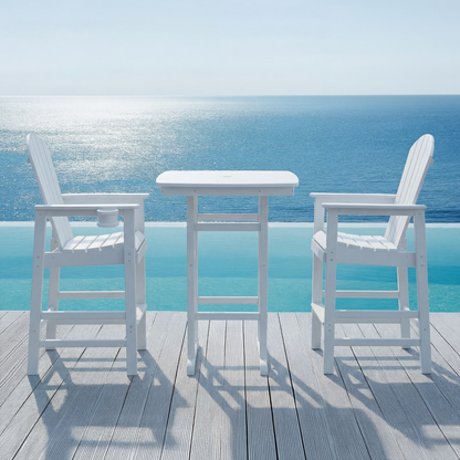 All-Weather HDPE Bar Height Adirondack Chair with Cup Holder