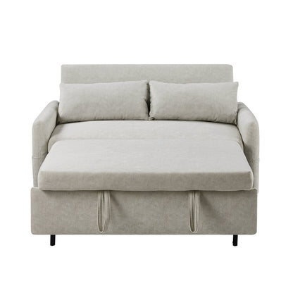 2-Seat Microfiber Sofa Bed with Pillows and Side Storage