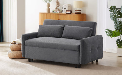 Hudson Modern Dark Grey Loveseat Sleeper in Textured Corduroy