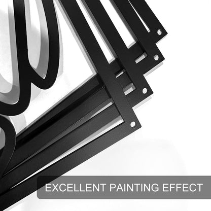4-Piece Black Metal Abstract Wall Art Set (16" x 11" Each) - 3D Hollow Design