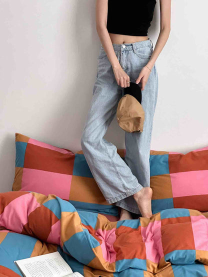 Rainbow Checkered Duvet Cover Set