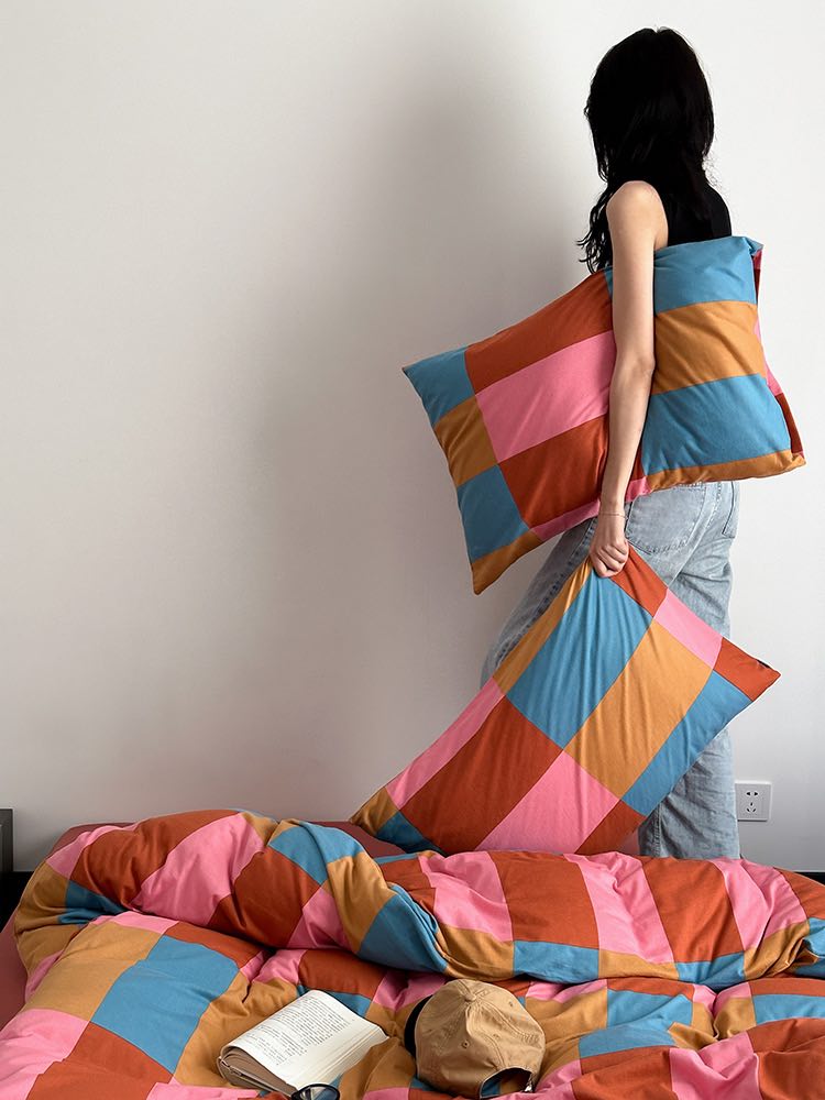 Rainbow Checkered Duvet Cover Set