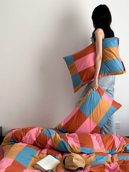 Rainbow Checkered Duvet Cover Set