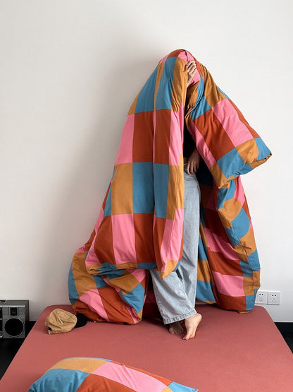 Rainbow Checkered Duvet Cover Set