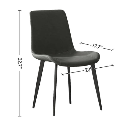 Black chair with dimensions labeled on a white background