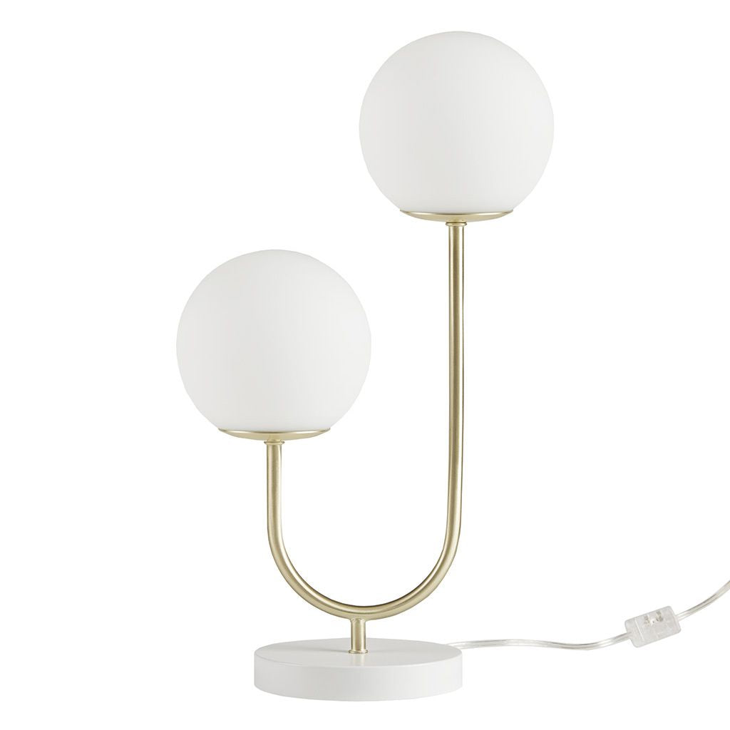Gold & White Double Globe Table Lamp