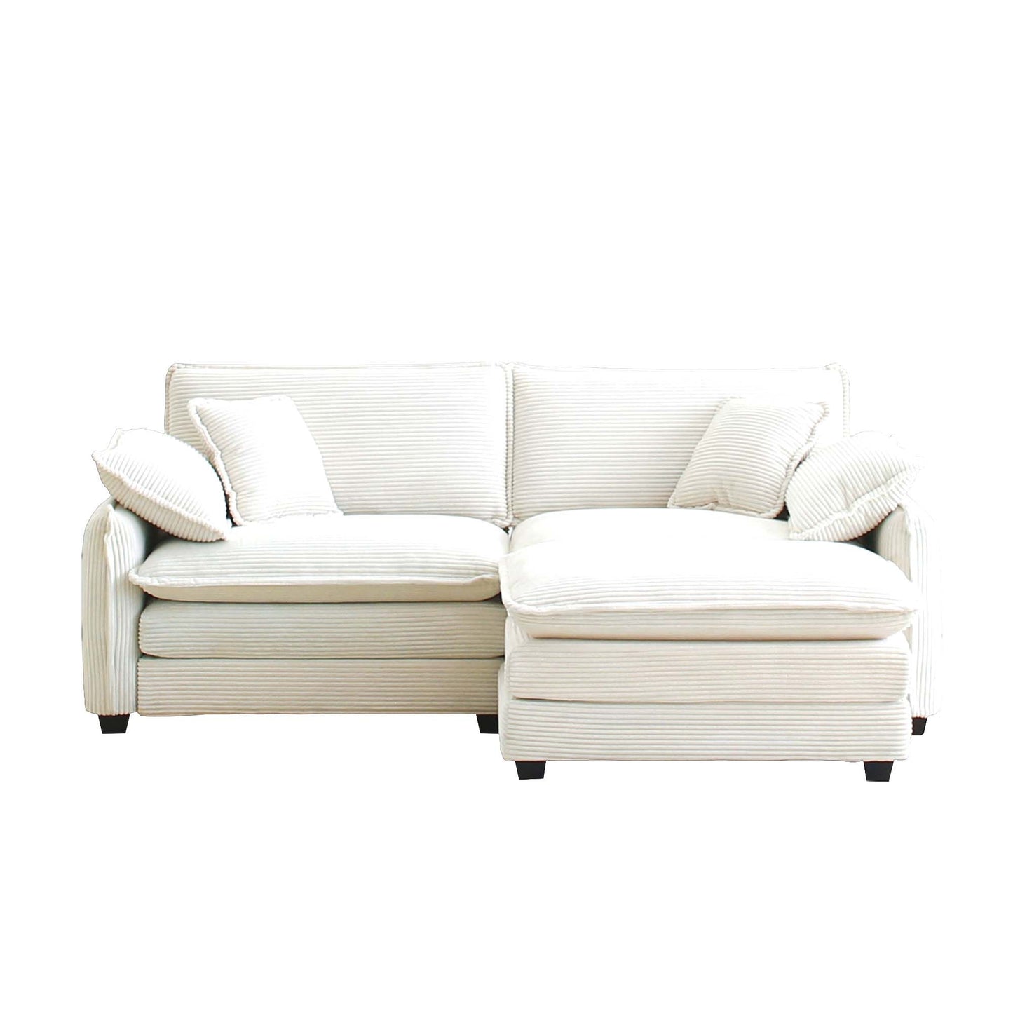 White sectional sofa on a white background