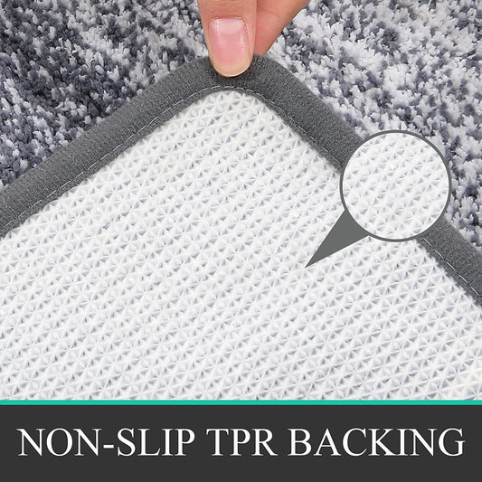Close-up of a textured mat with a non-slip TPR backing, held by a hand.