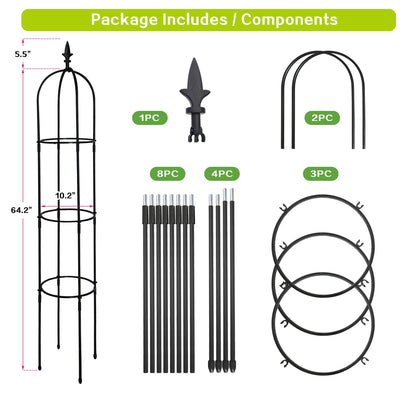 Easy to assemble garden trellis with bold top decoration