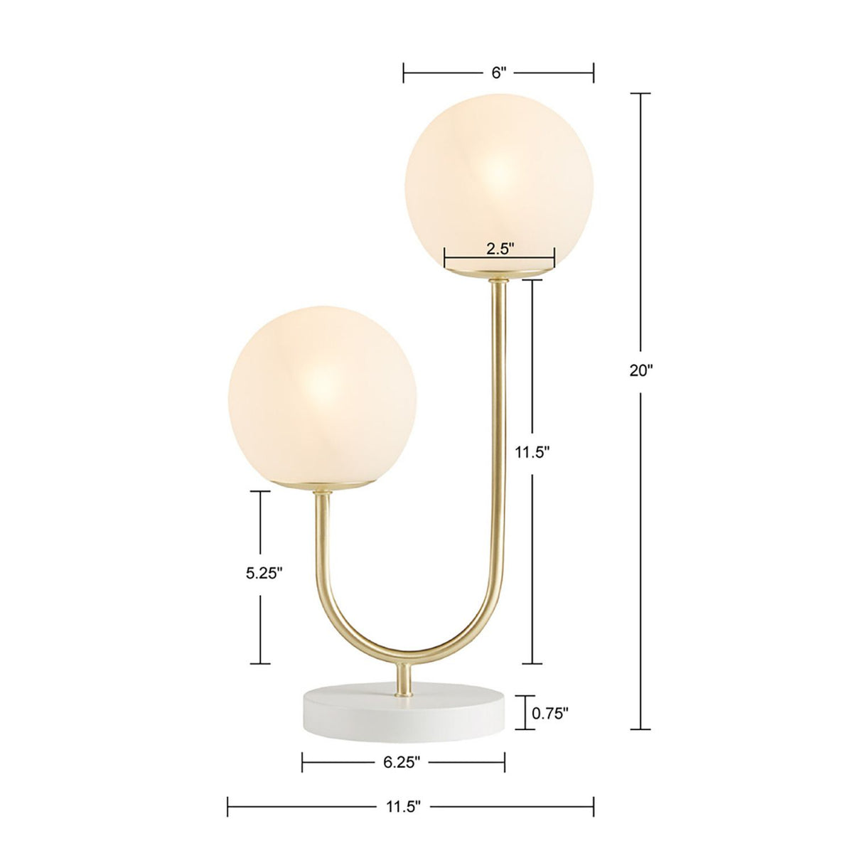 Gold & White Double Globe Table Lamp