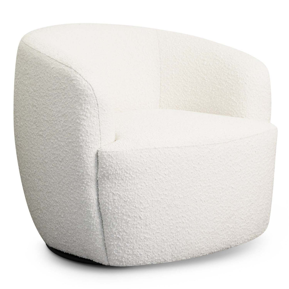 White Bouclé 360° Swivel Barrel Chair