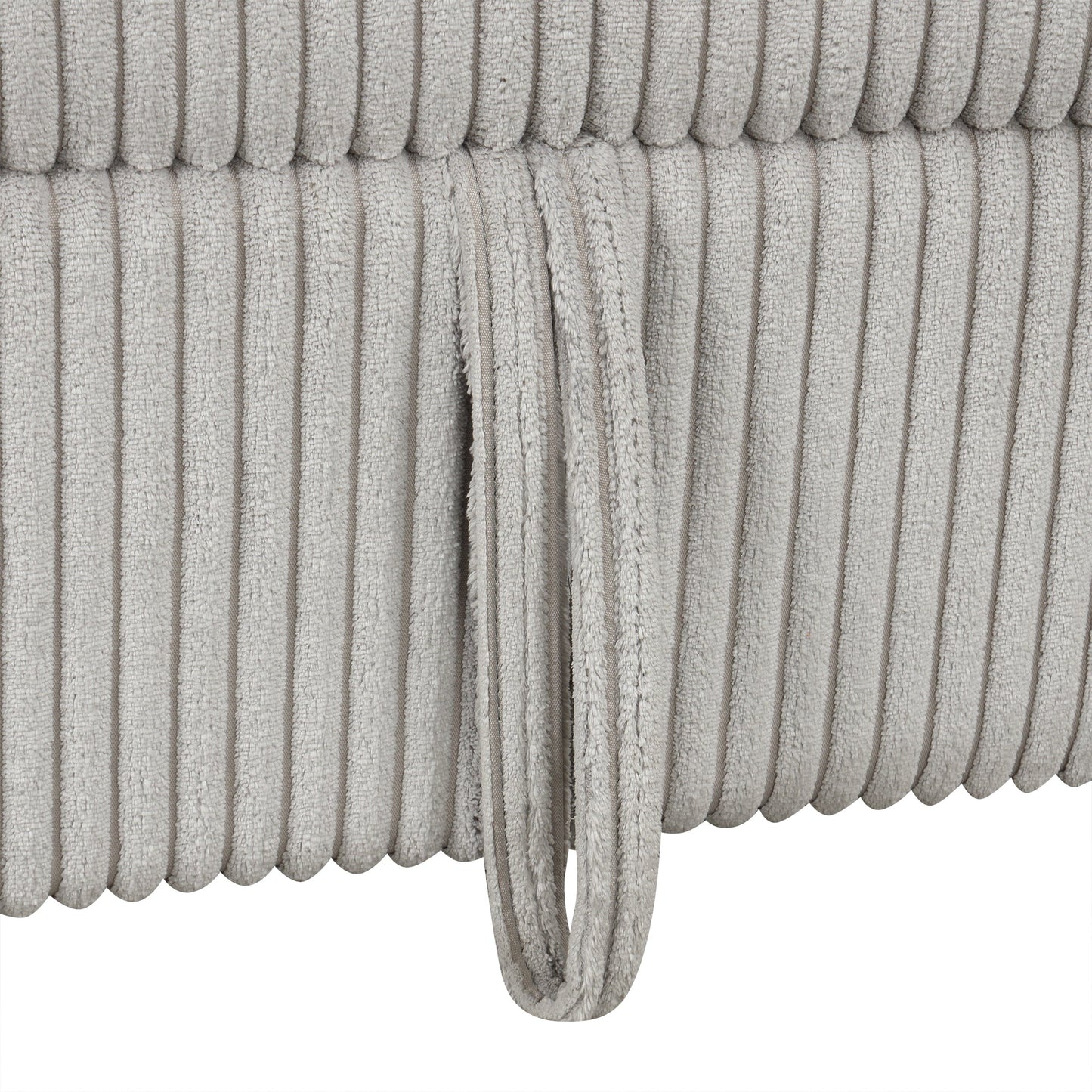 Light Grey Corduroy Sectional Sofa Bed with Built-in USB, Storage, and Movable Ottoman