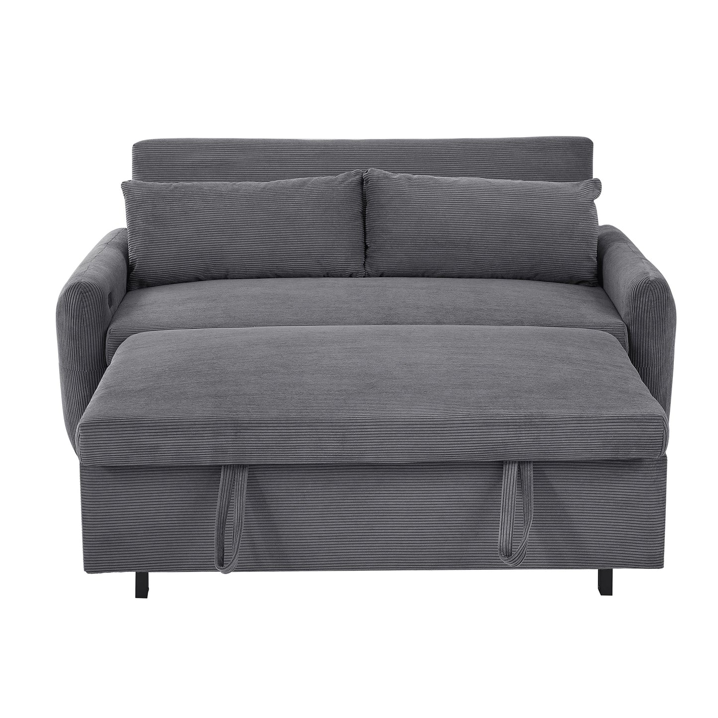 Hudson Modern Dark Grey Loveseat Sleeper in Textured Corduroy