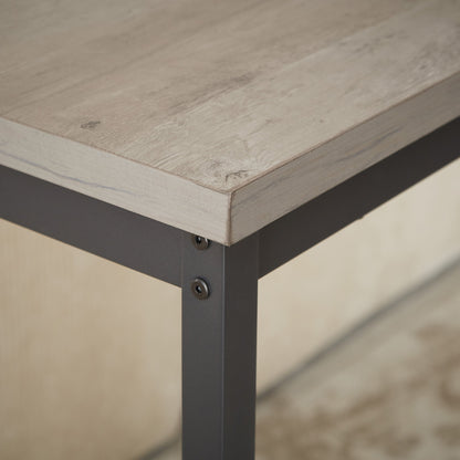 Modern Rustic Bar Height Table with Stools, Space-Saving Design
