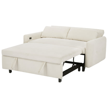 Avery Mid-Century Beige Loveseat Sleeper with Adjustable Backrest