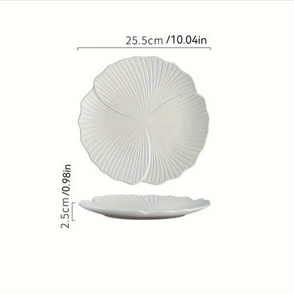 White Petal Ceramic Dinner Plates