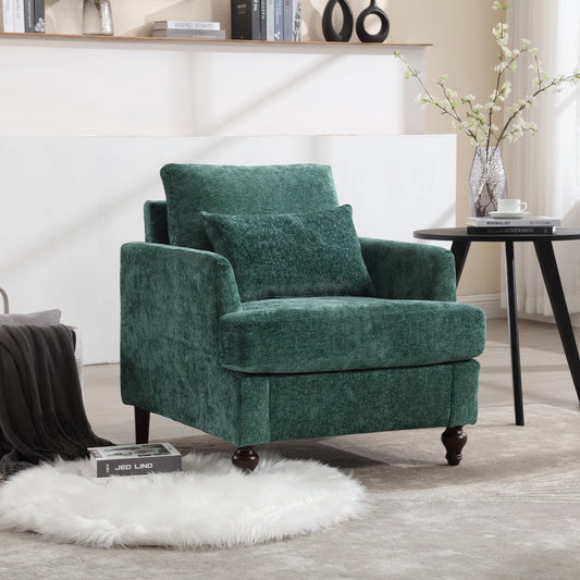 Chenille Tufted Accent Arm Chair – Comfortable Everyday Seating - Hunter Green