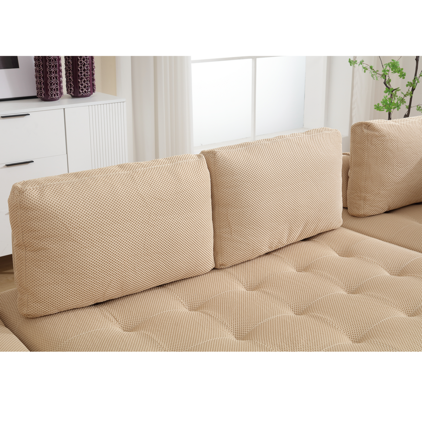 The Khaki Upholstered Cloud U-Shaped Deep-Seat Sectional