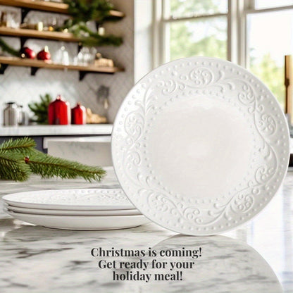 Artena 4-Piece Embossed Porcelain Dinnerware Set – Durable & Stylish
