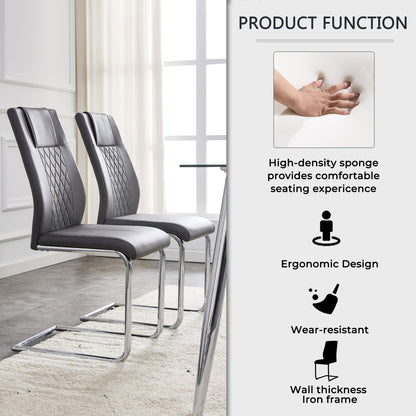 Contemporary Padded Grey Dining Chair with Plated Legs