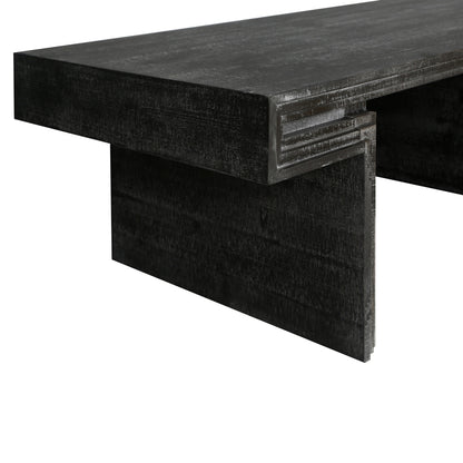 American Vintage Industrial Coffee Table, Premium Reclaimed Lacquered Black Wood Replica