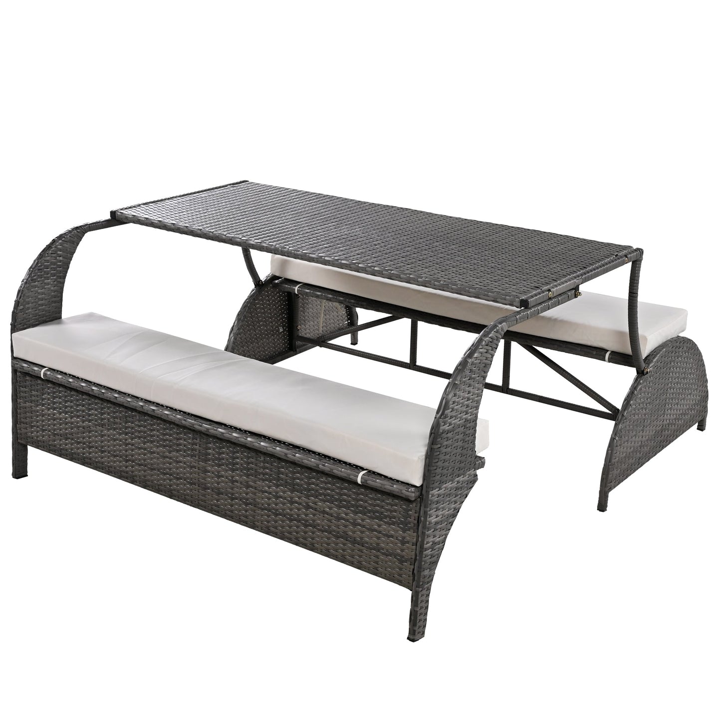 2-in-1 Convertible Outdoor Loveseat/Table Set