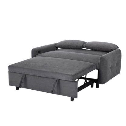 Hudson Modern Dark Grey Loveseat Sleeper in Textured Corduroy