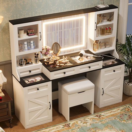 61.5' Farmhouse Vanity with LED Lights
