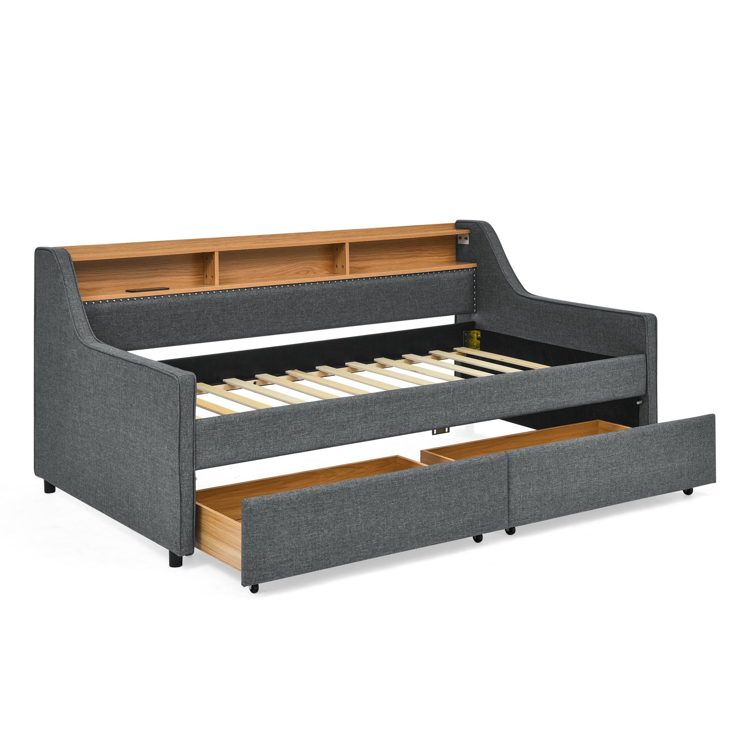 Modern Twin Bed Frame with Headboard Storage and RGB Lights Decor Moxie Home Finds