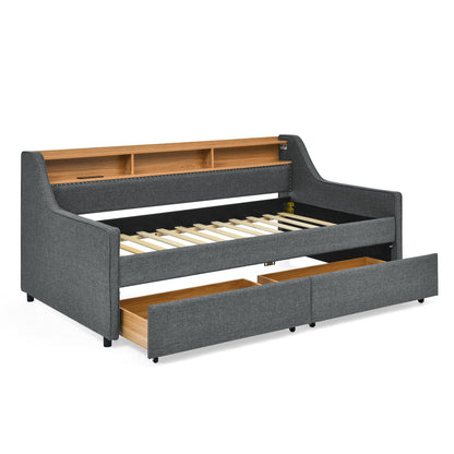 Modern Twin Bed Frame with Headboard Storage and RGB Lights Decor Moxie Home Finds