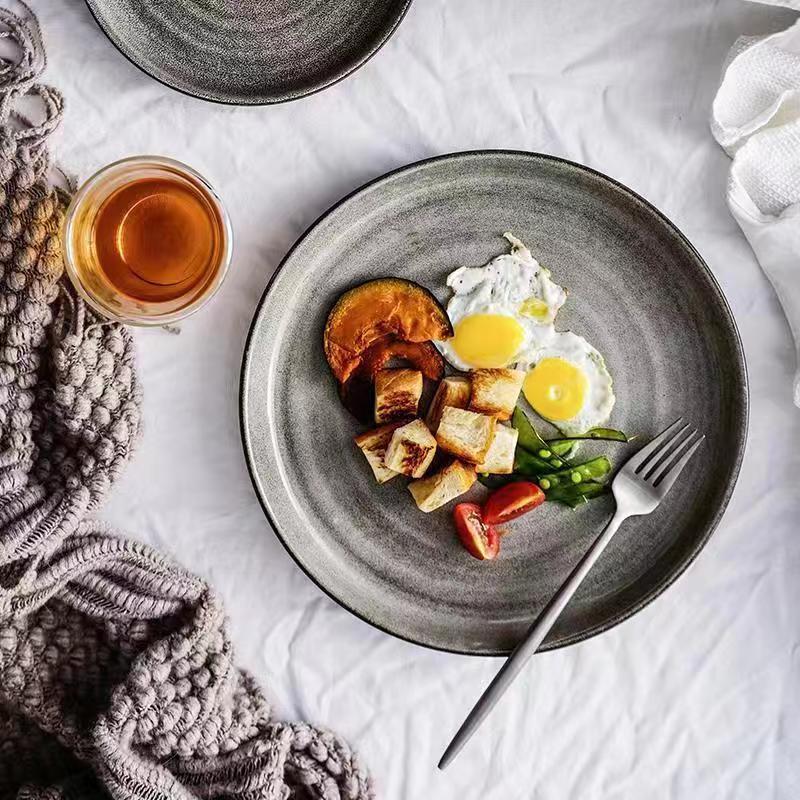 Modern Ribbed Porcelain Dinnerware – Plates & Bowl