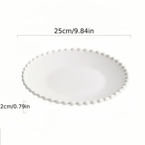 Elegant White Wave Ceramic Dinner Plate – Minimalist Style