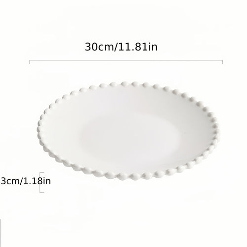 Elegant White Wave Ceramic Dinner Plate – Minimalist Style