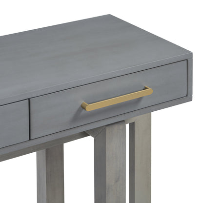 Antique Gray Three-Drawer Console Table