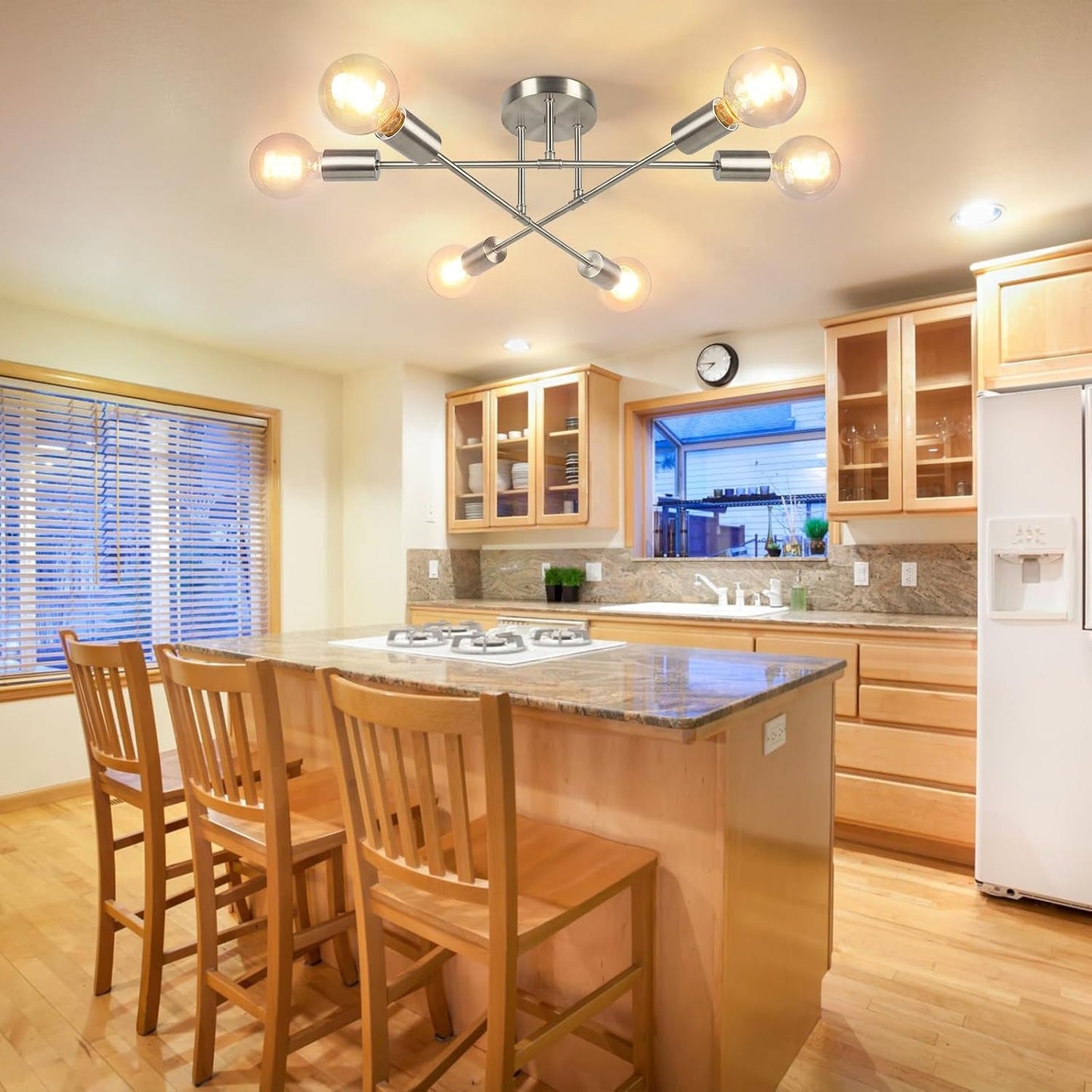 Modern 6-Light Brushed Nickel Sputnik Ceiling Light