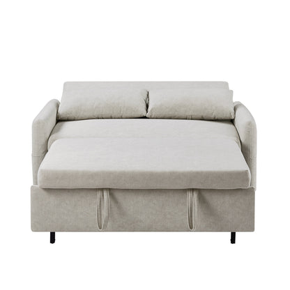 2-Seat Microfiber Sofa Bed with Pillows and Side Storage