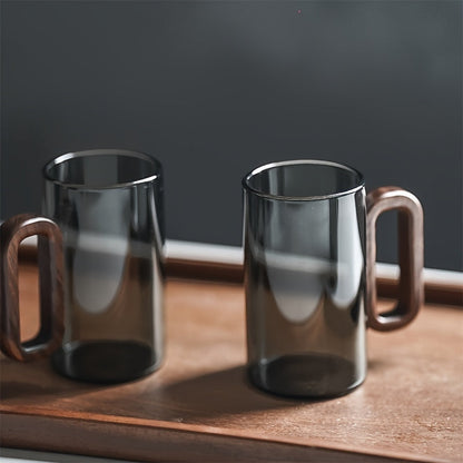 Curated Sip Glass Mug Set with Natural Walnut Handle | Sustainable & Stylish