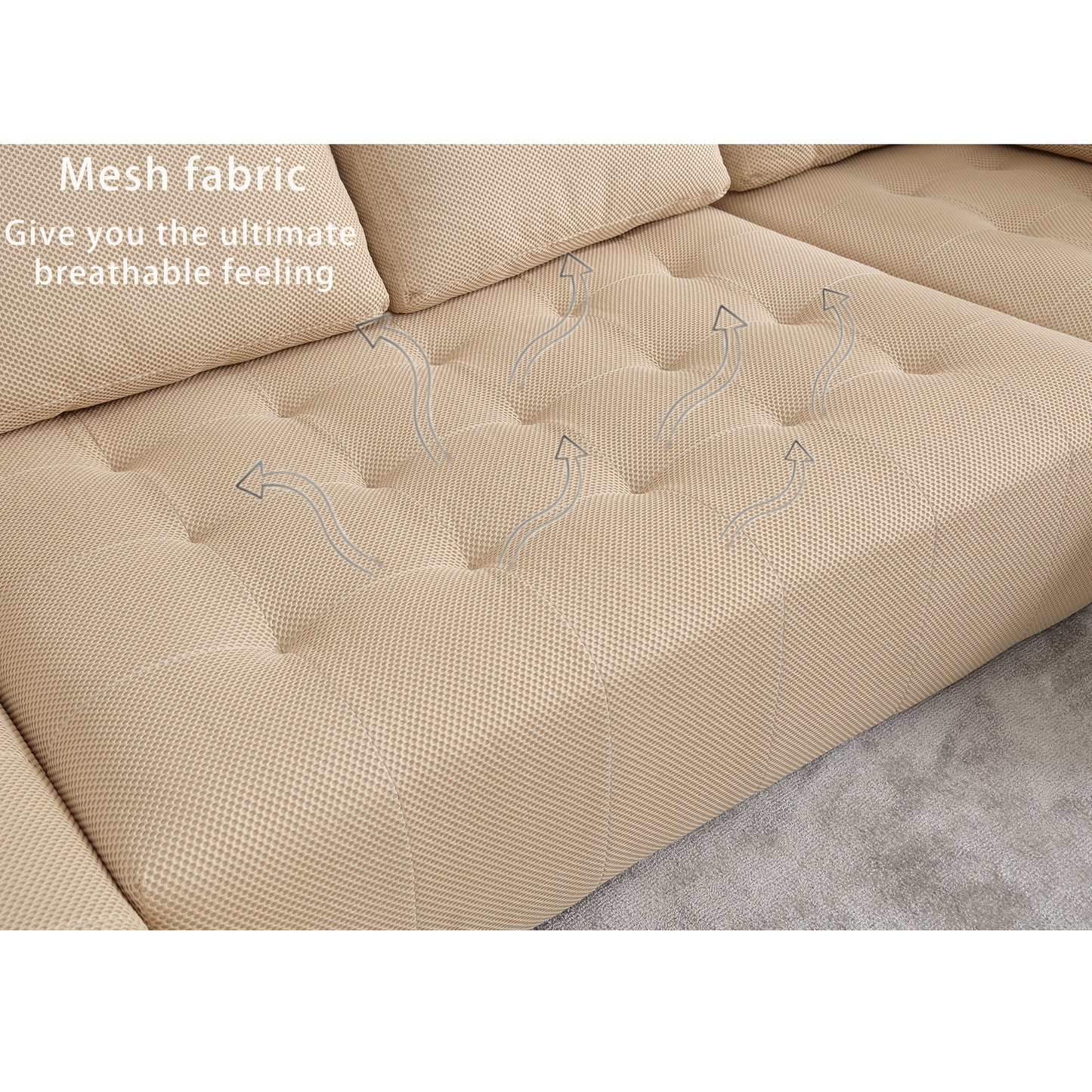 The Khaki Upholstered Cloud U-Shaped Deep-Seat Sectional