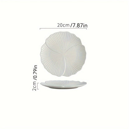 White Petal Ceramic Dinner Plates