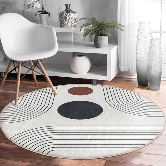 Abstract Minimalist Circular Rug